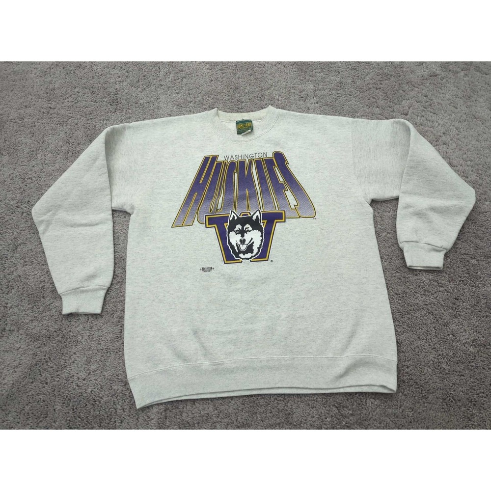 Vintage Washington Huskies Pullover Men XL NCAA Home Team Gray Made in USA 1990s
